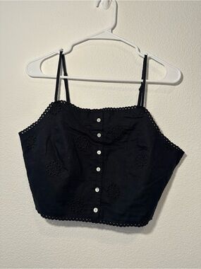 Joie Eyelet Embroidered Crop Top, Large NWOT